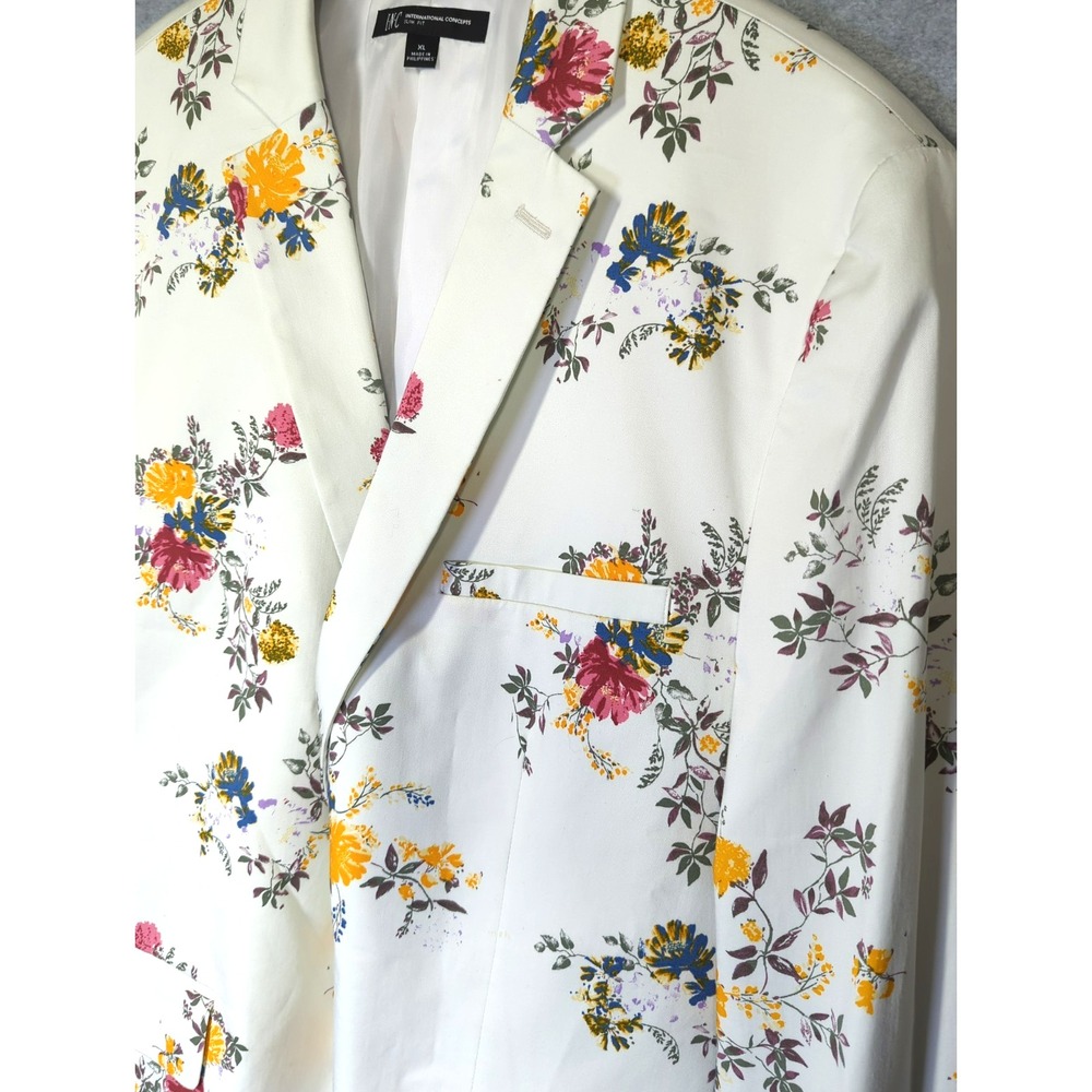 New Men XL Floral Print Blazer Jacket Slim Fit Wedding Pool Party Cruise Playful
